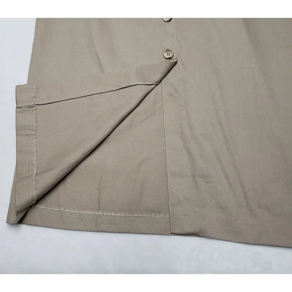 Vintage 90s Bedford Fair Maxi Skirt NWT 12 Khaki Cotton Utility Cottagecore